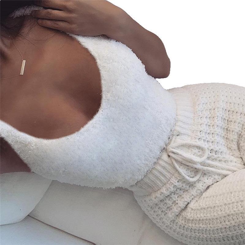 Sexy White Crop Tank Top Shorts Pajama Set